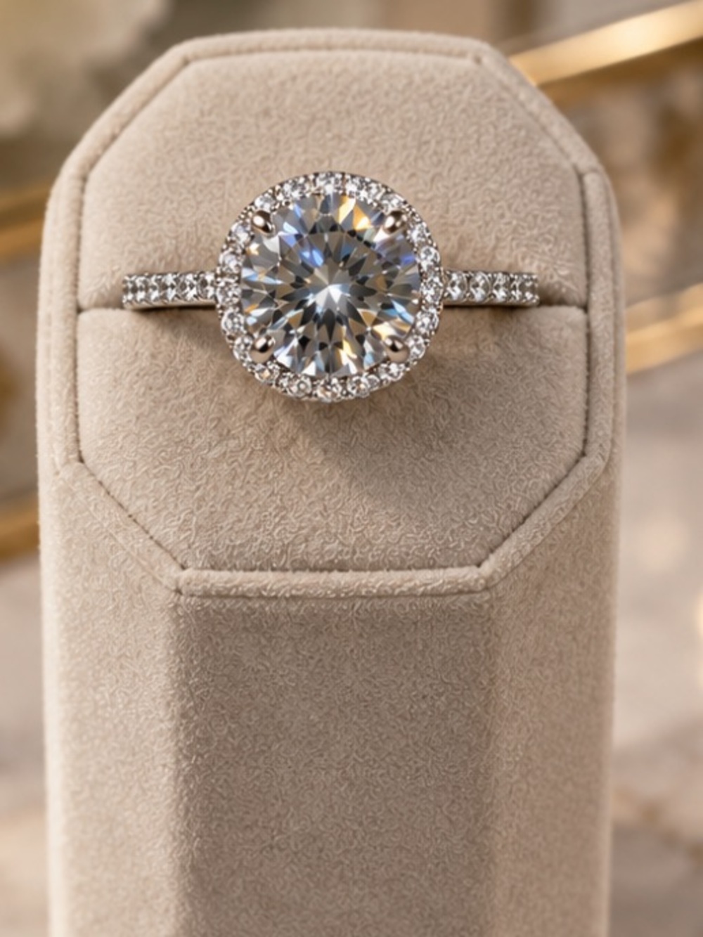 14K 2ct Pavé Halo Ring - Picture 4 of 11